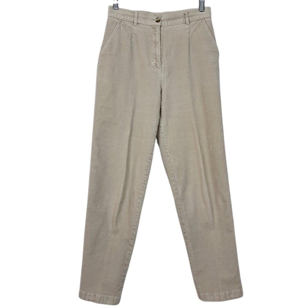 LL BEAN Women's 6R Original Fit Corduroy Pants Beige High Waist Straight Leg